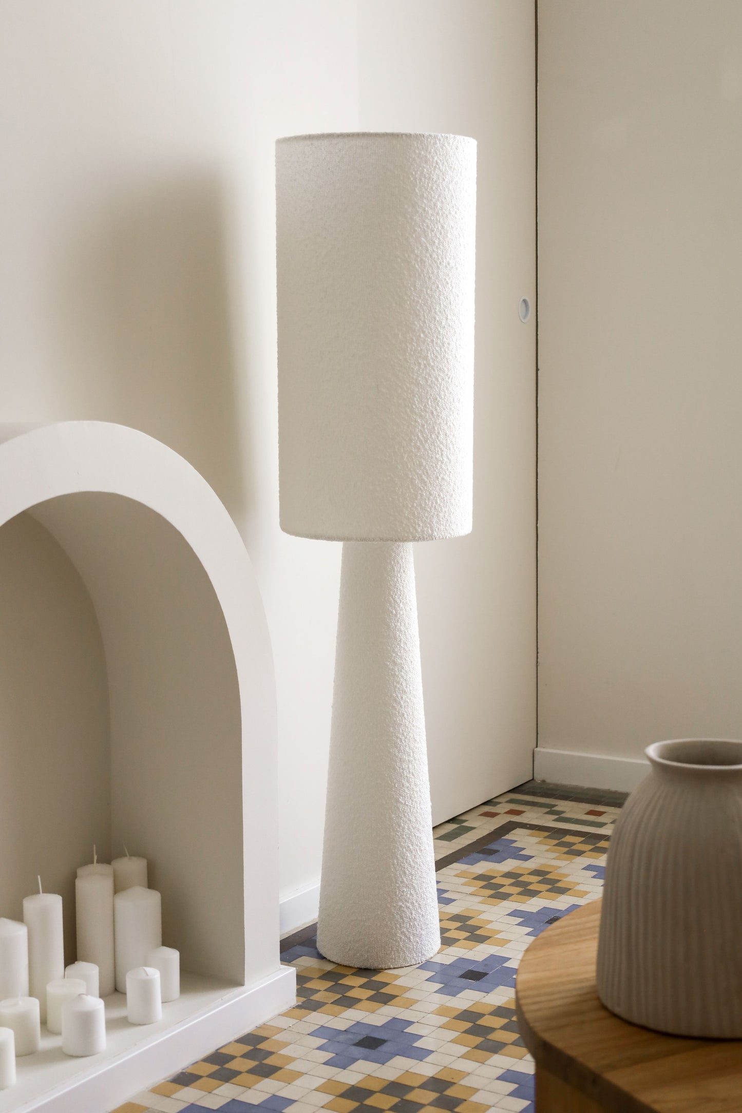 Bouclé floor lamp