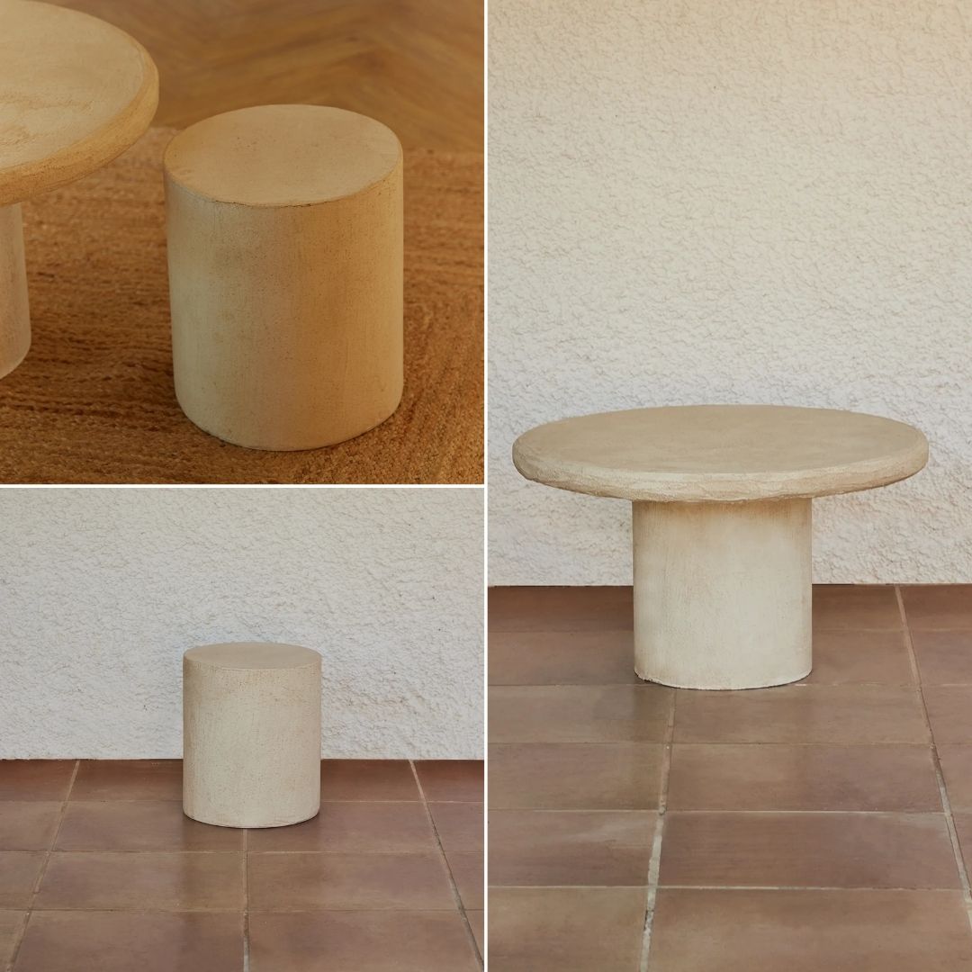 Pack Egea coffee table and two Lira stools