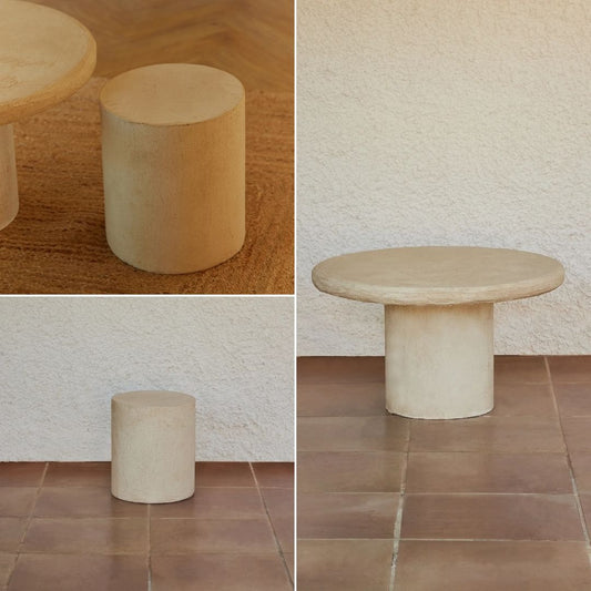 Pack Egea coffee table and two Lira stools