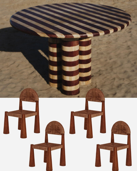 Milos dining table and 4 Mikonos chairs set