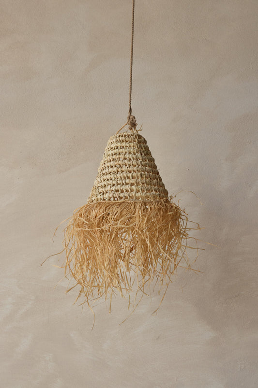 Pantalla lámpara araña rafia