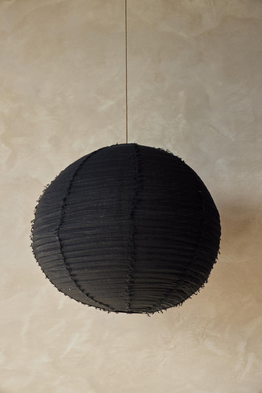 Pantalla de lámpara colgante en lino negro