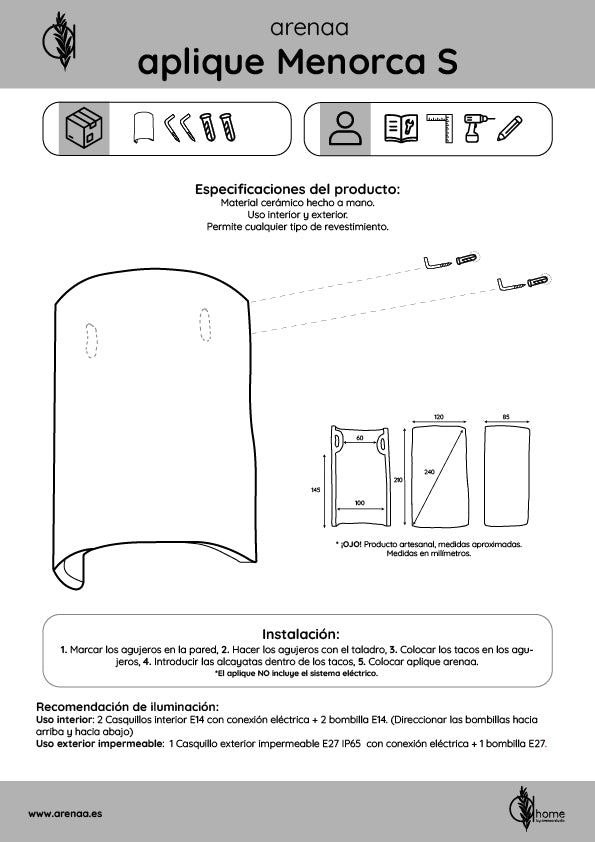Pack Aplique Menorca Blanco S 4 unidades