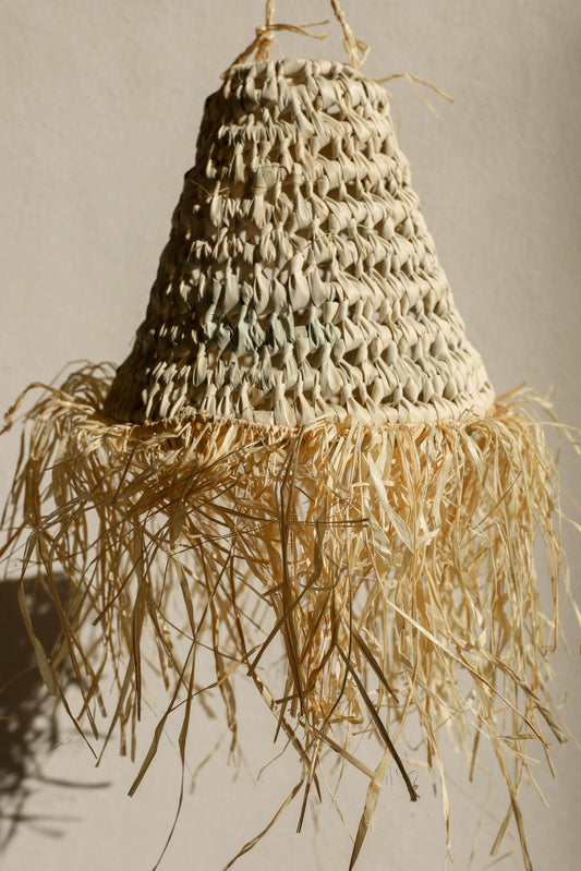 Pantalla lámpara araña rafia