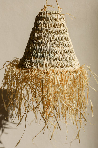 Pantalla lámpara araña rafia