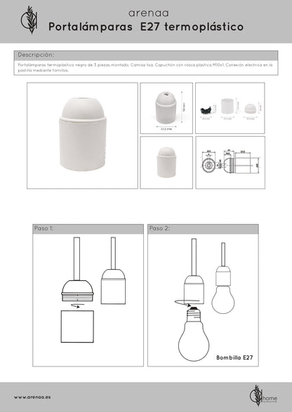 E27 Lampholder for indoor wall lamps.