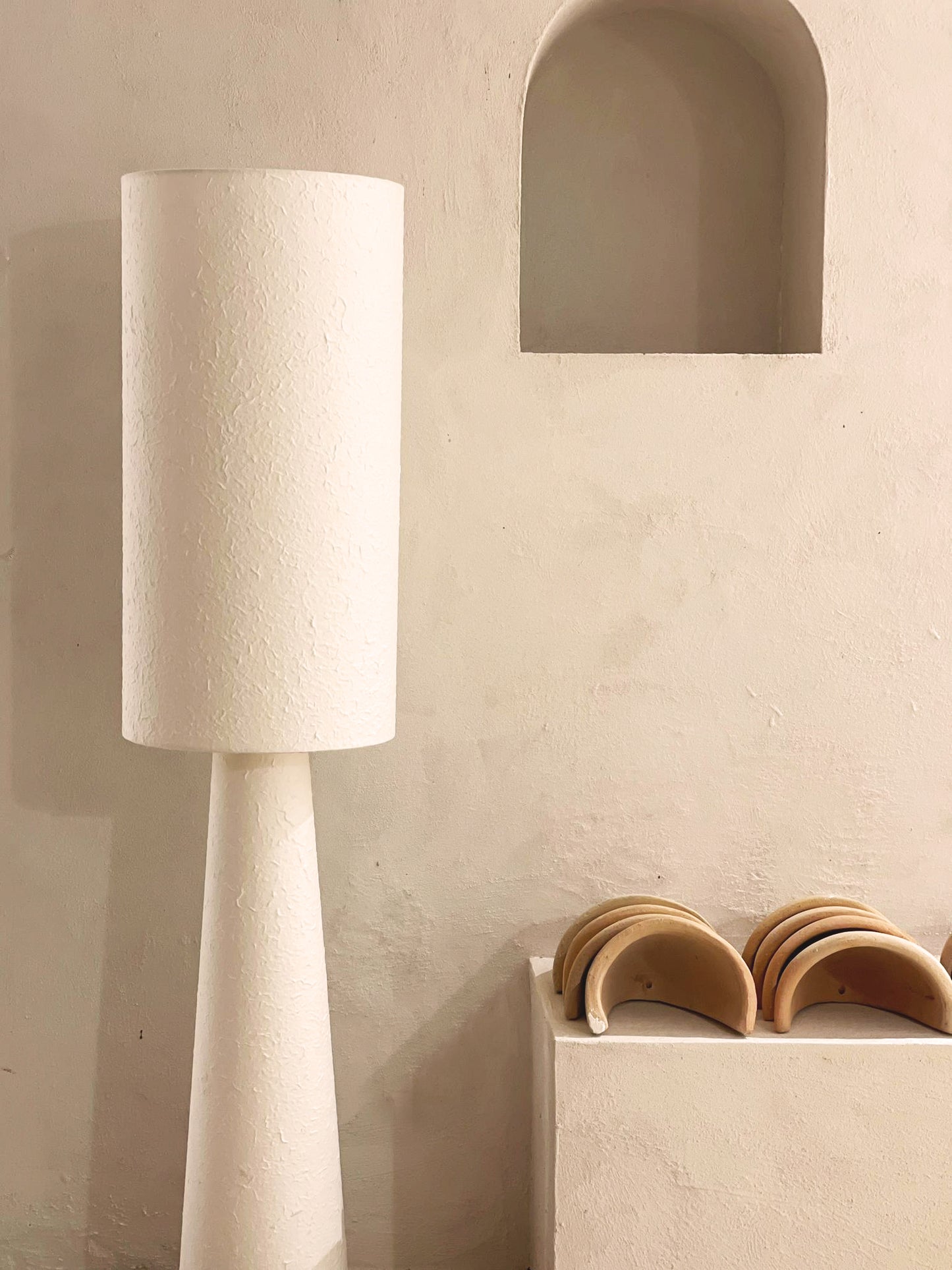 Paper mache floor lamp